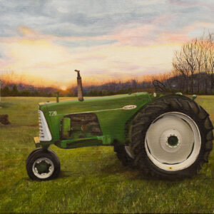 This stunning hyper-realistic painting creates a scene that feels both timeless and full of warmth—the perfect way to immortalize a man’s favorite machine.